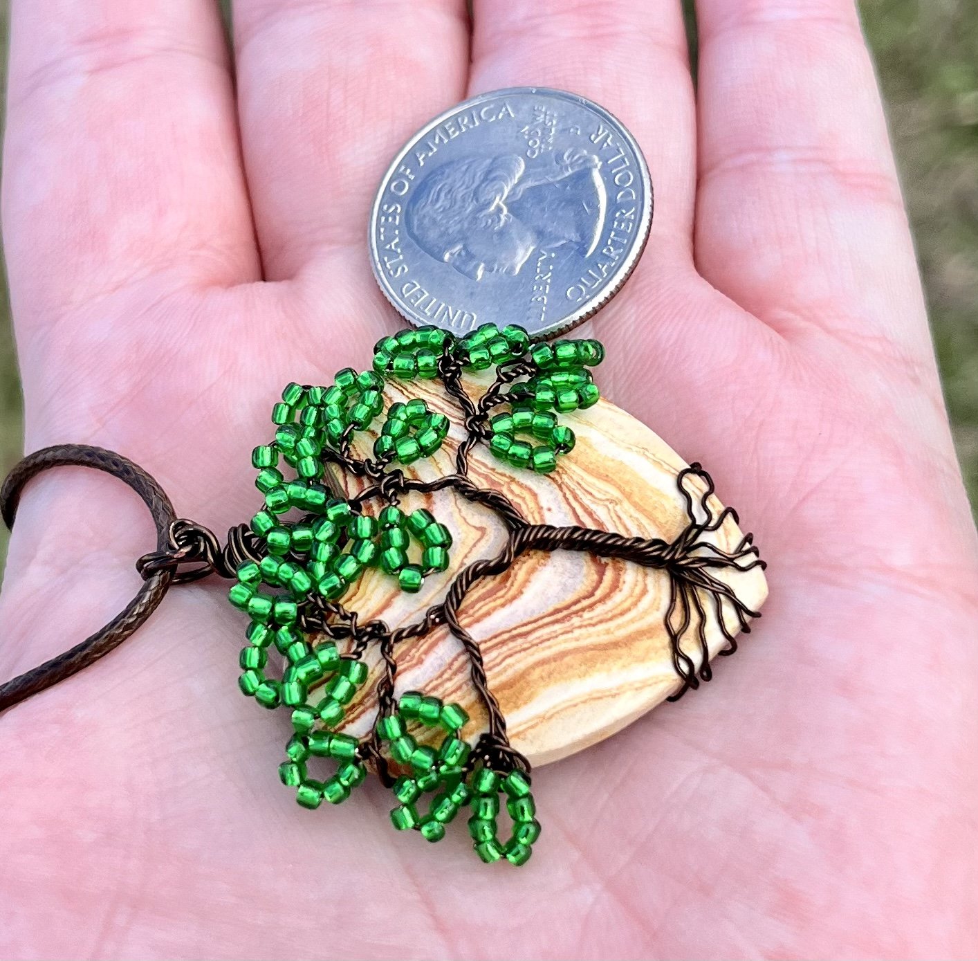 Picture Jasper Heart Tree Pendant
