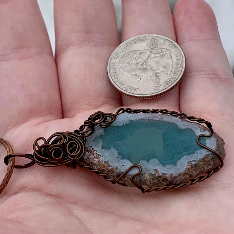 Green Etched Unicorn Head Agate Slice Pendant