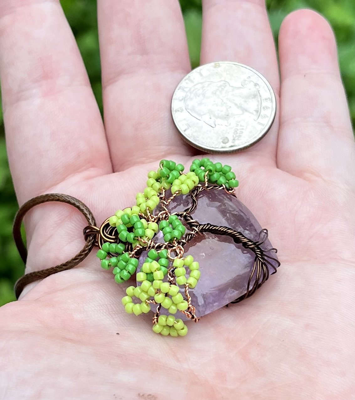 Light Amethyst Tree Pendant