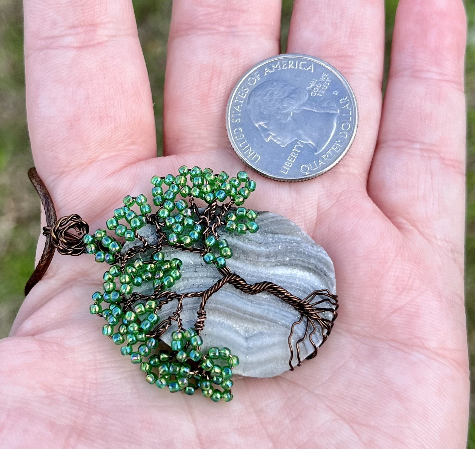 Druzy Agate Tree Pendant