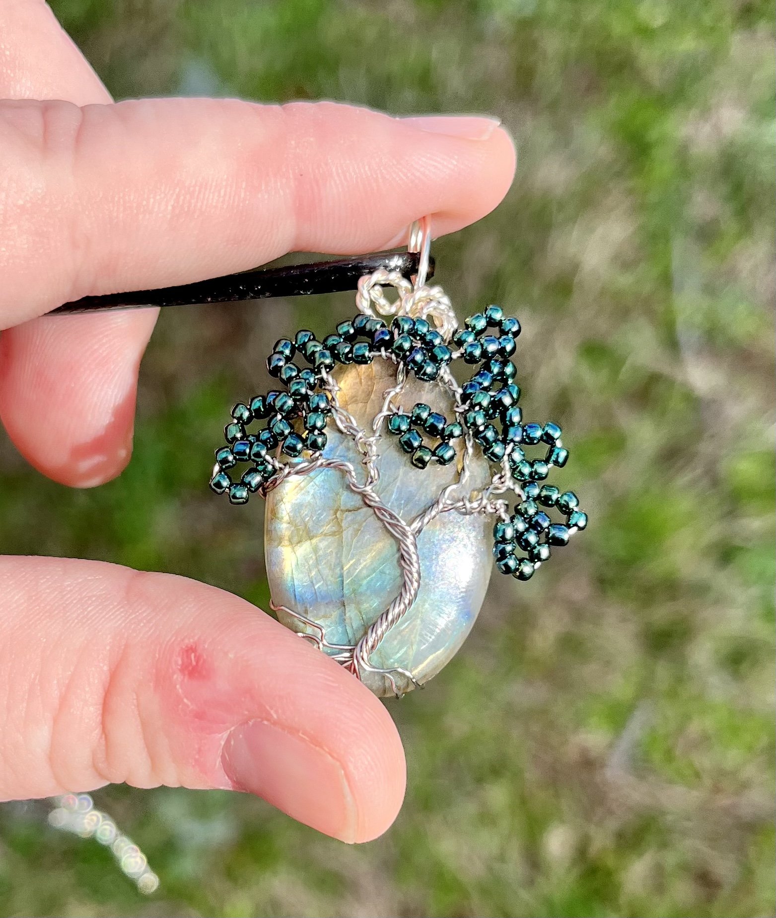 Flashy Labradorite Tree Pendant