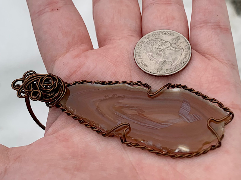 Etched Agate Slice Mermaid Pendant