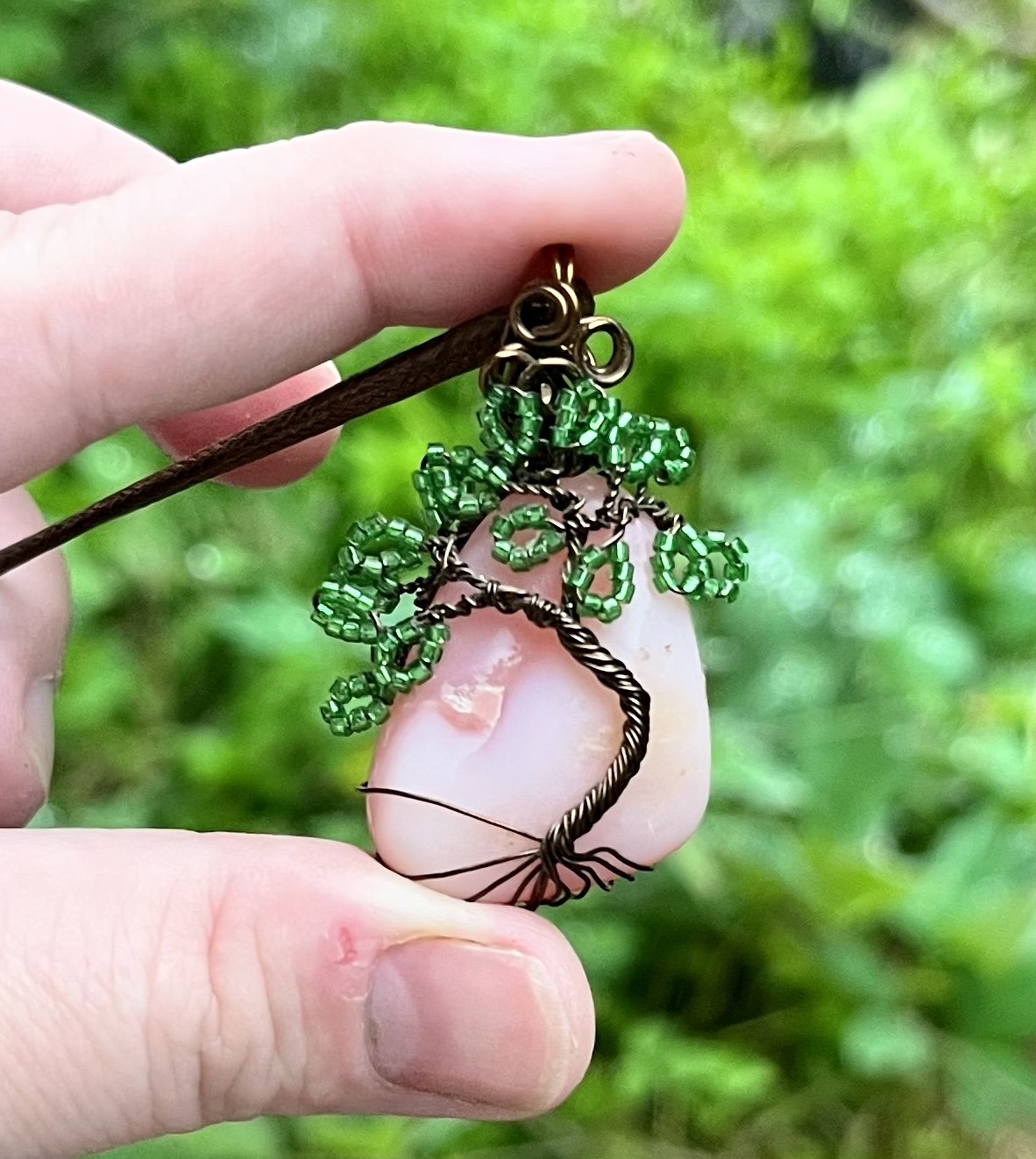 Pink Opal Tree Pendant