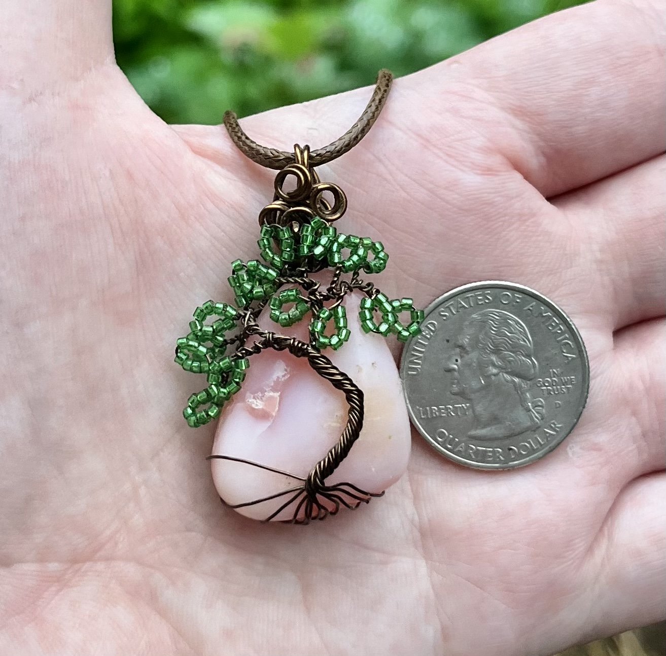 Pink Opal Tree Pendant