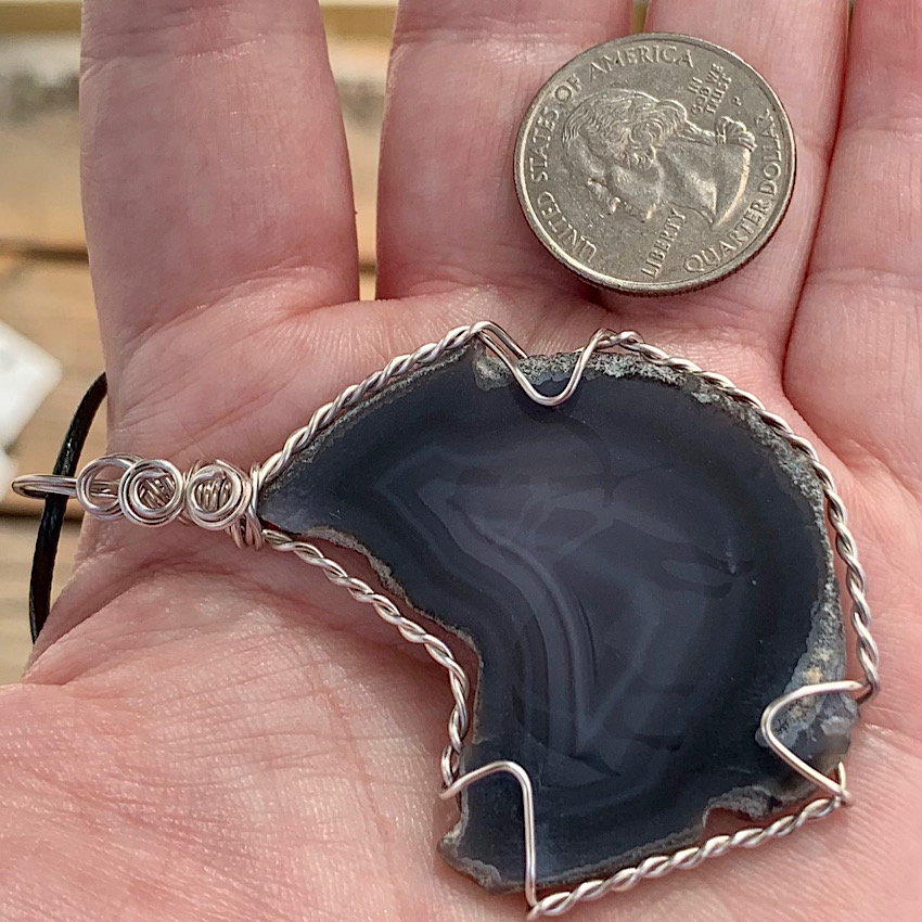 Etched Centaur Agate Slice Pendant
