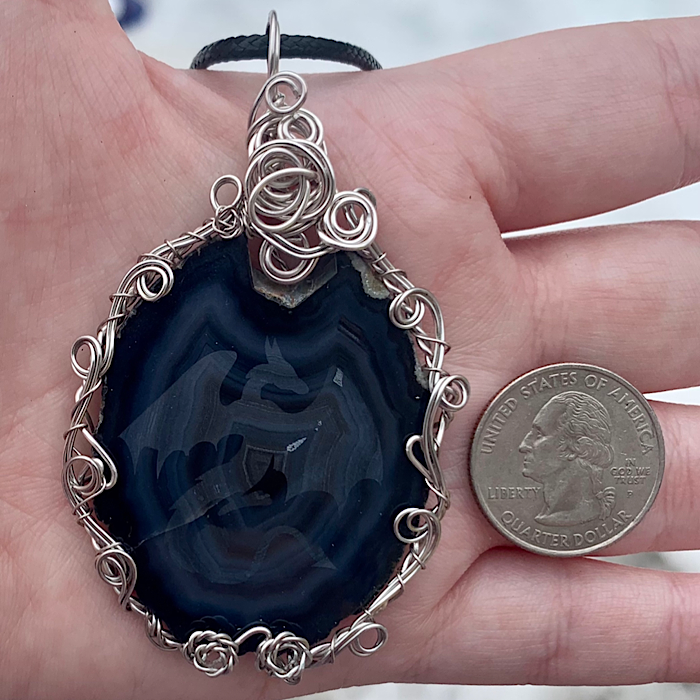 Etched Dragon Agate Slice Pendant
