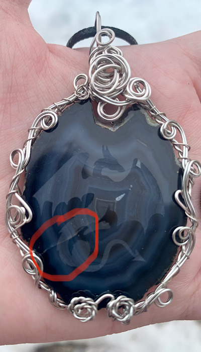 Etched Dragon Agate Slice Pendant