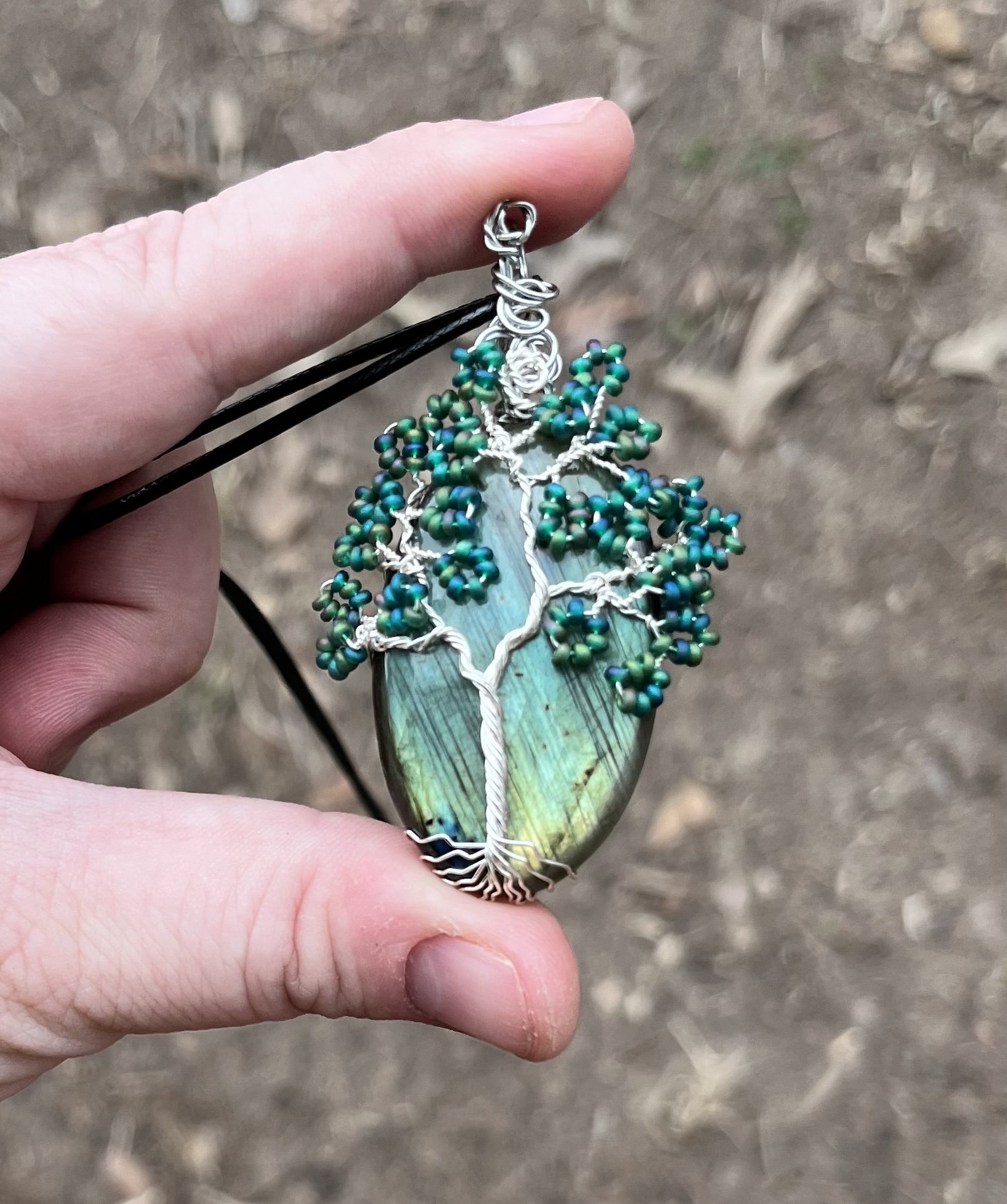 Flashy Labradorite Tree Pendant