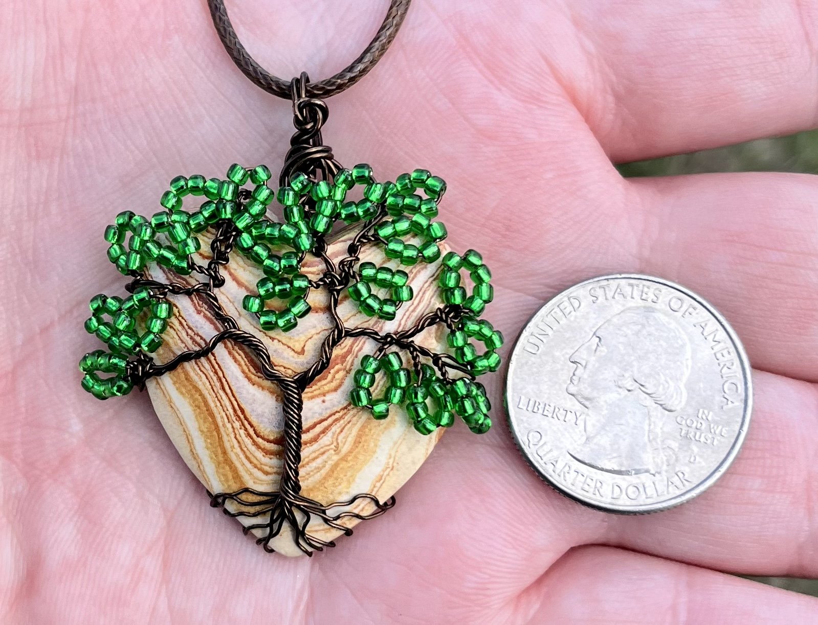 Picture Jasper Heart Tree Pendant