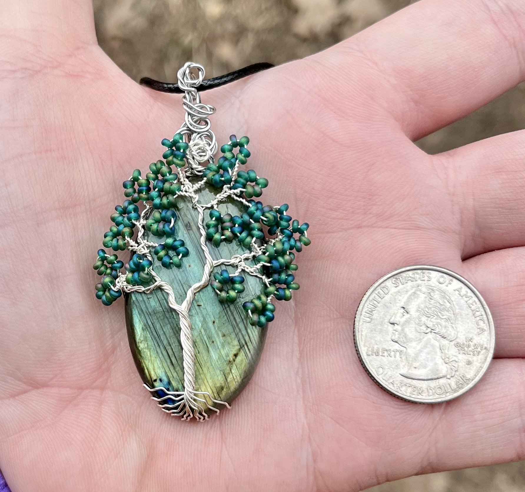 Flashy Labradorite Tree Pendant