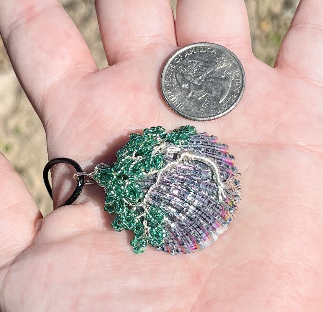 Titanium Coated Shell Tree Pendant