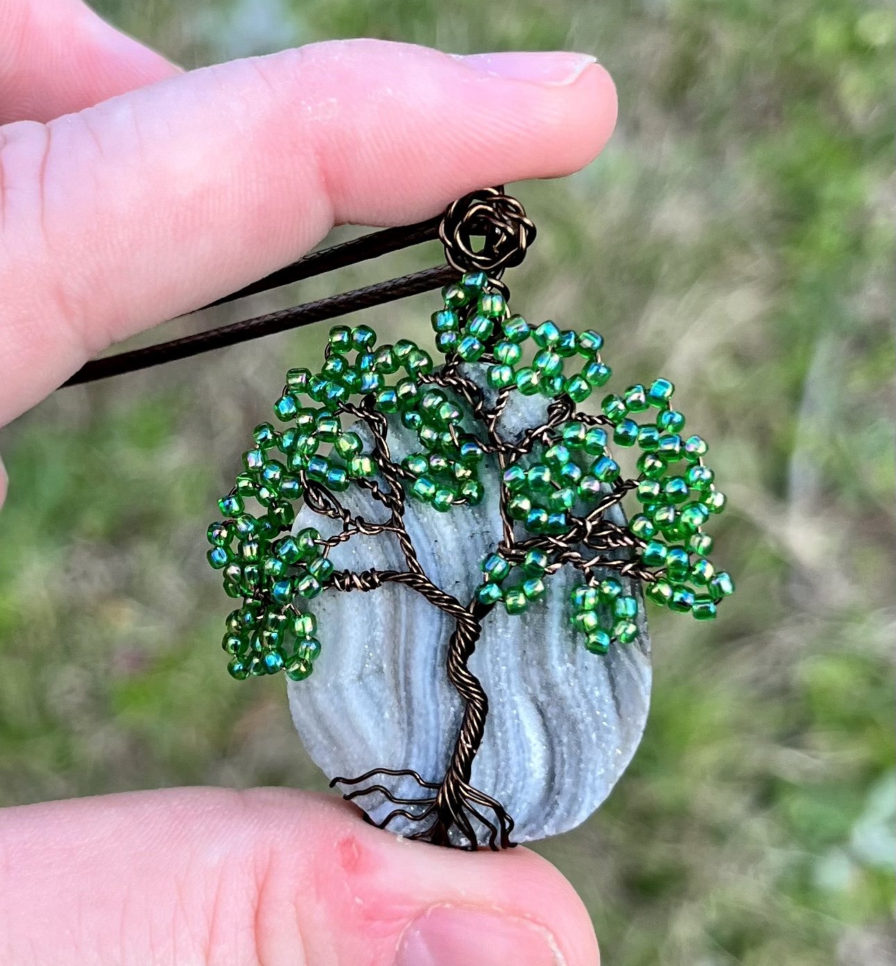 Druzy Agate Tree Pendant