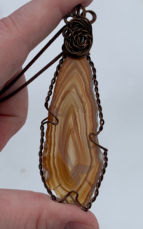 Etched Agate Slice Mermaid Pendant