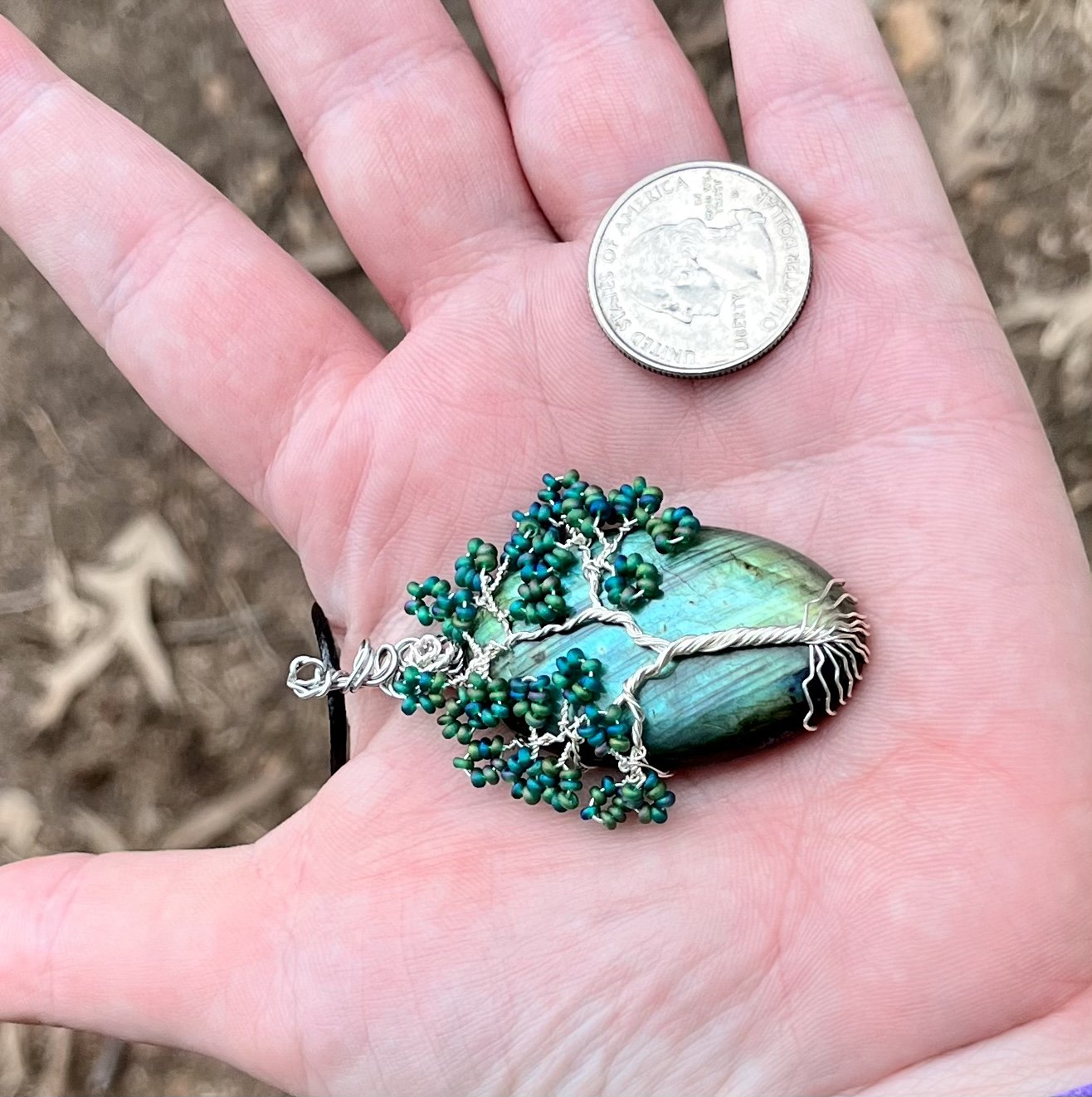 Flashy Labradorite Tree Pendant