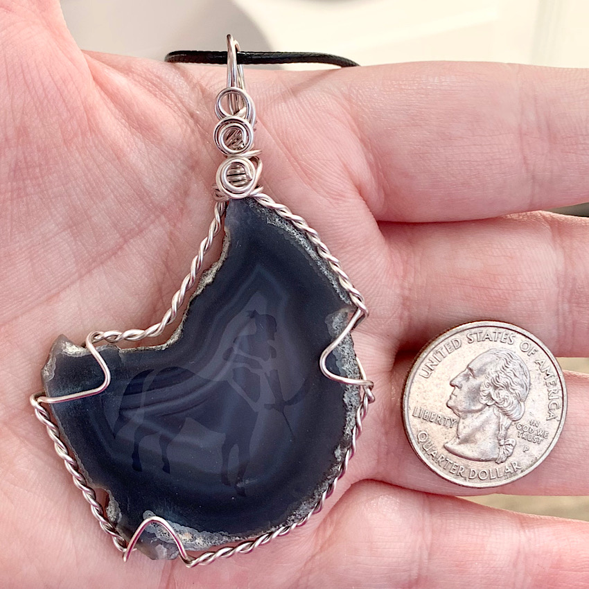 Etched Centaur Agate Slice Pendant