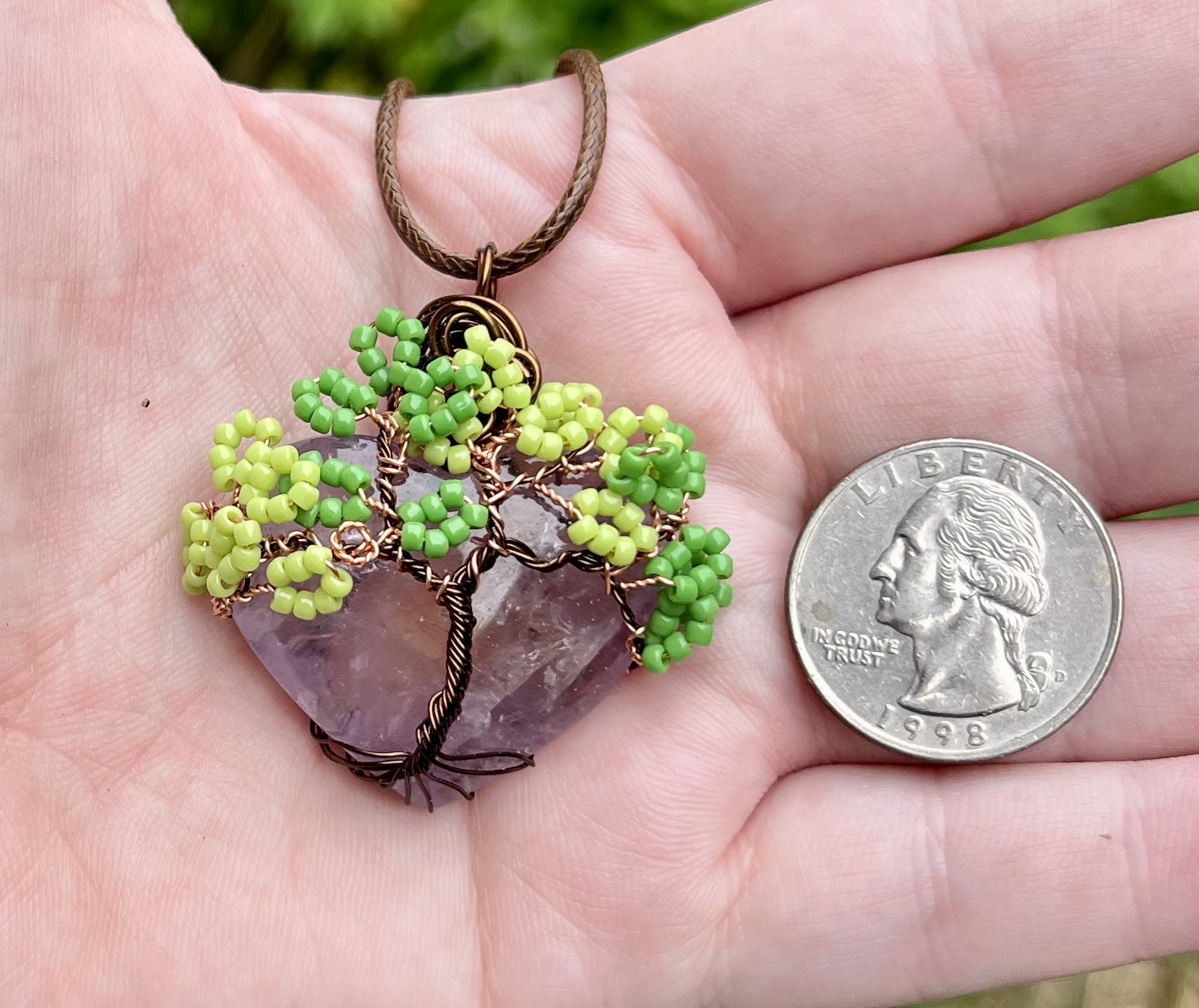 Light Amethyst Tree Pendant