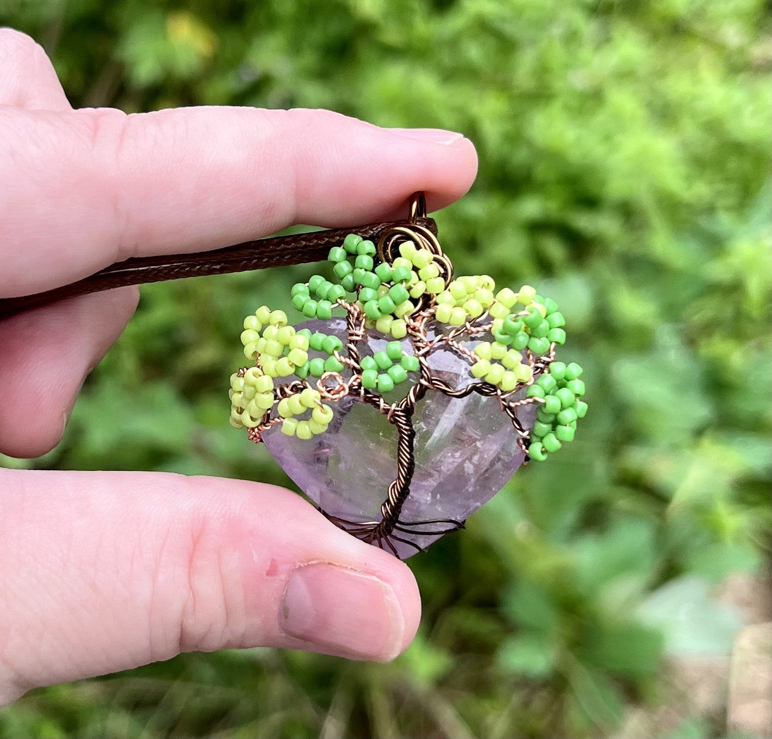 Light Amethyst Tree Pendant