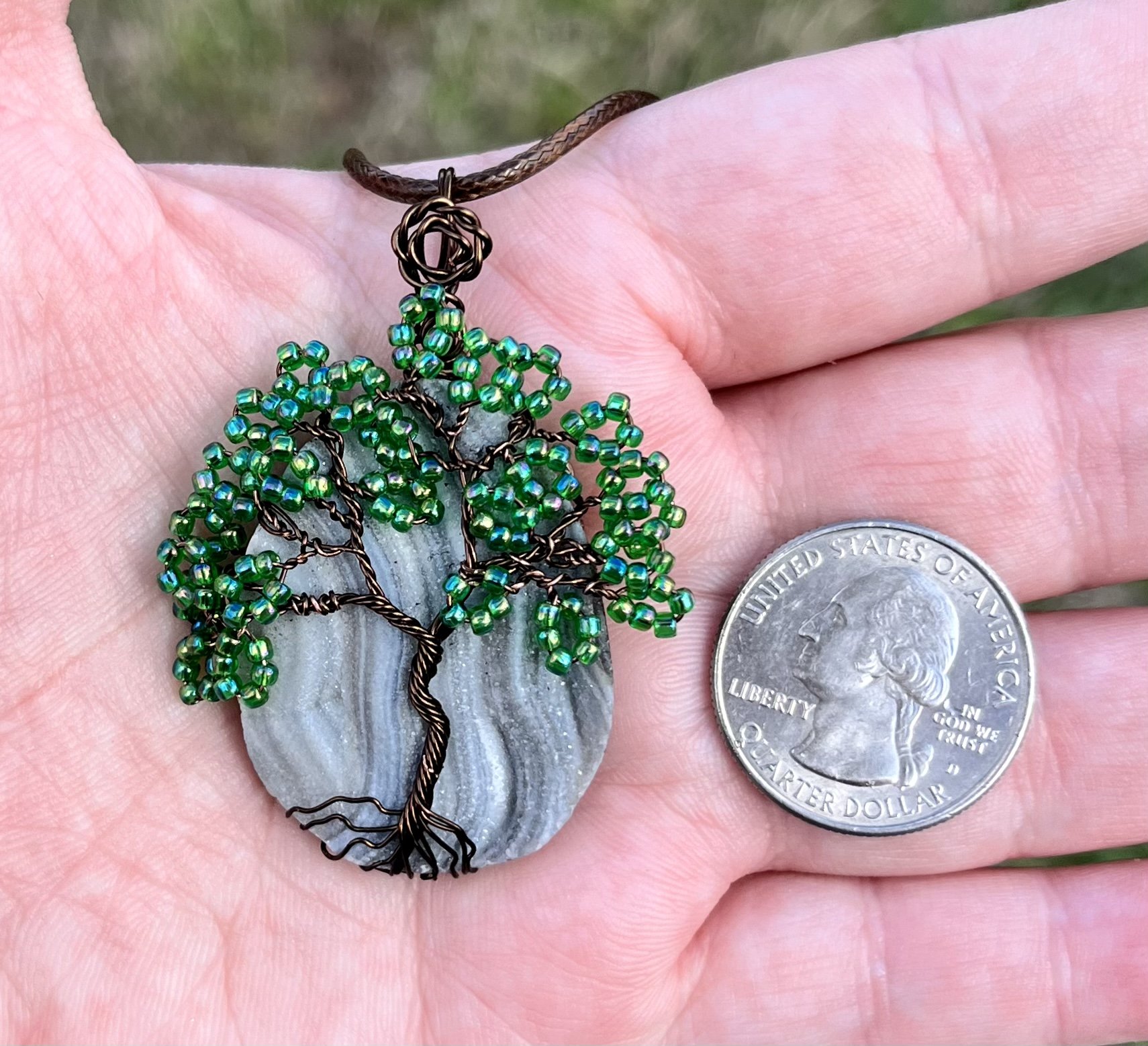 Druzy Agate Tree Pendant