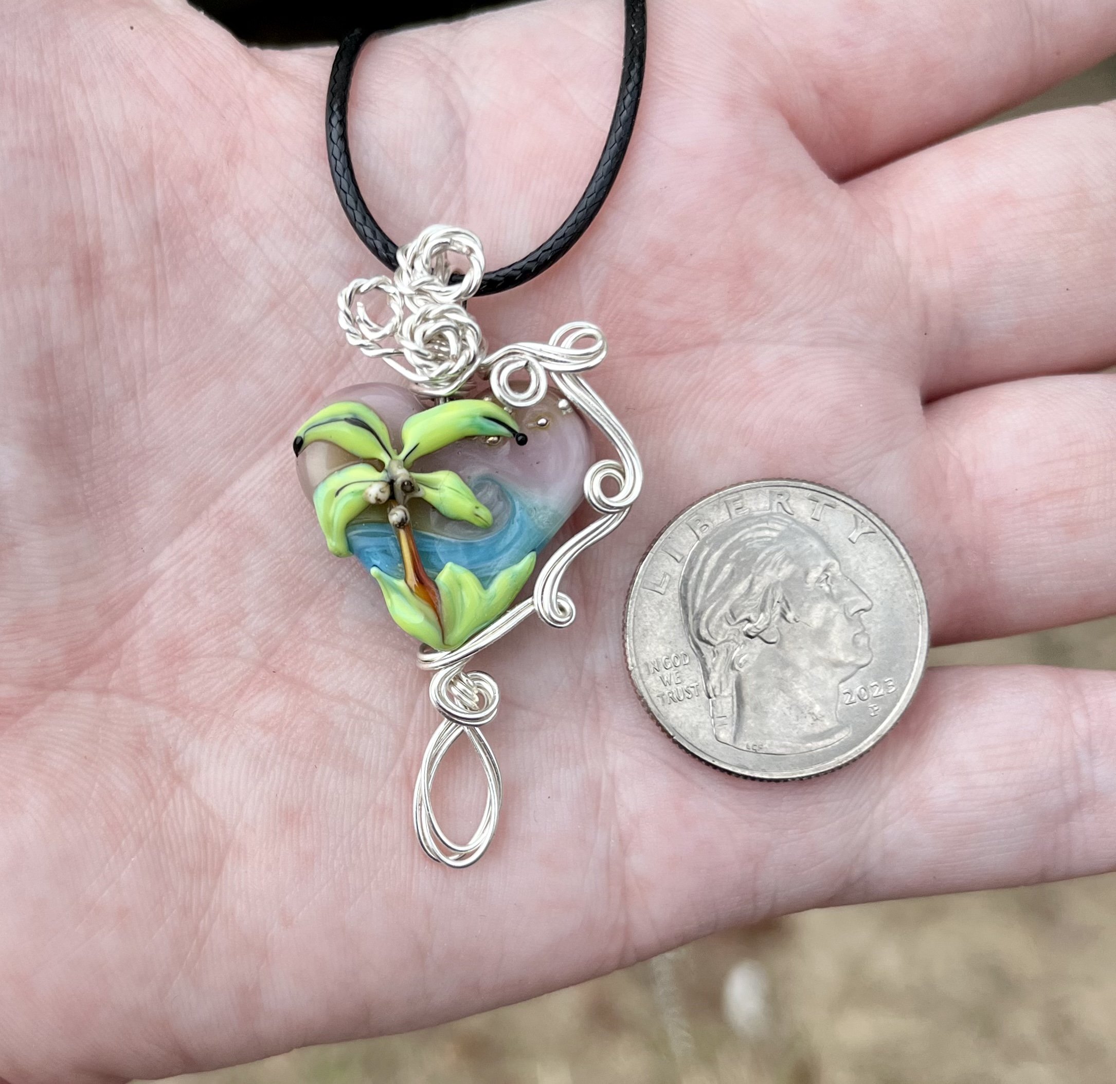 Palm Tree Heart Pendant